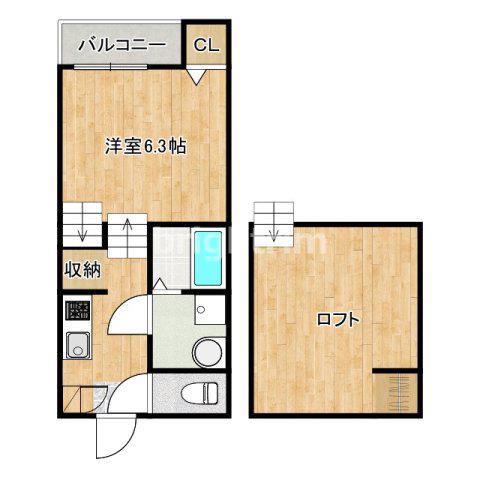 コンフォーティア梅林(1K/2階)の間取り写真