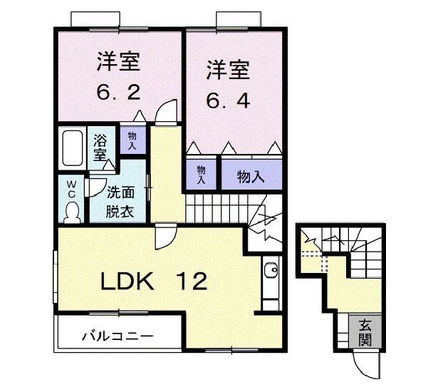 グリーンガーデンII(2LDK/2階)の間取り写真