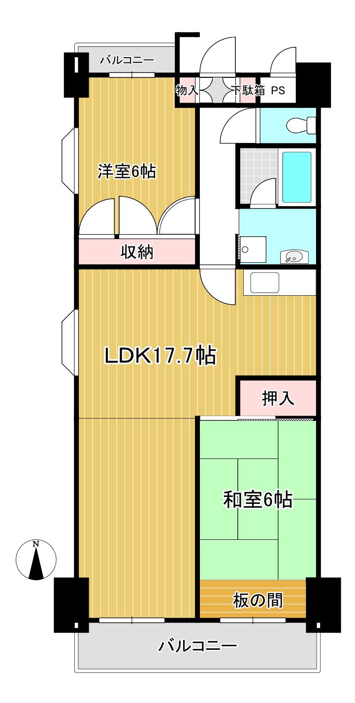 サンクレスト青葉台II(2LDK/6階)の間取り写真