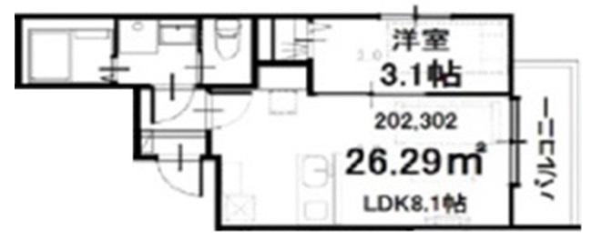 LOTUSGRAN蕨(1LDK/3階)の間取り写真