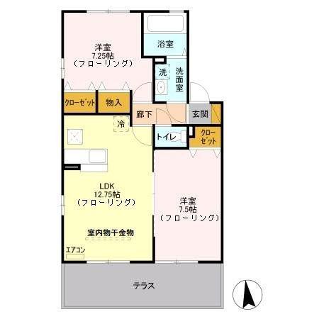 ハウスオブハートI(2LDK/1階)の間取り写真