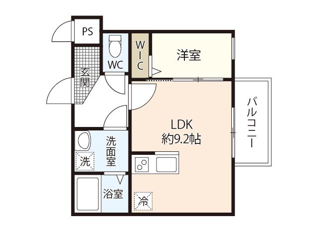 皆賀の杜レジデンス 北館(1LDK/1階)の間取り写真