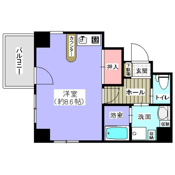 レディース21(ワンルーム/8階)の間取り写真