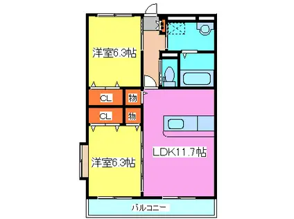 フラワーガーデン(2LDK/3階)の間取り写真