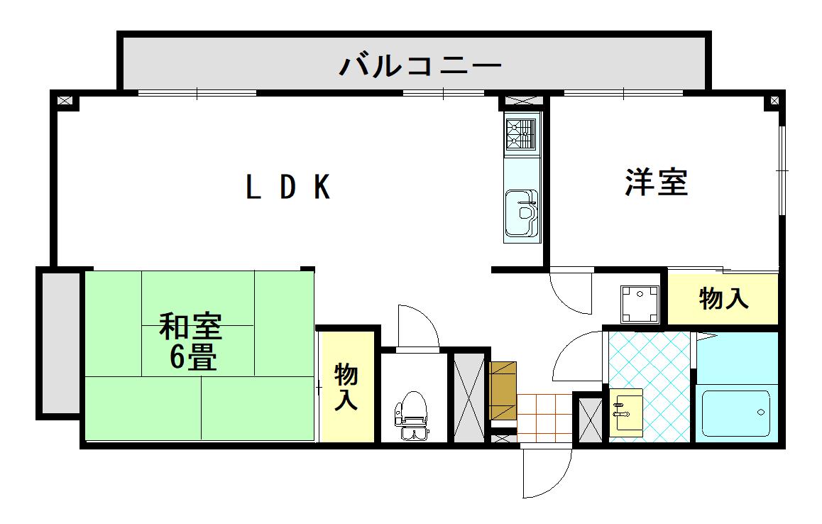 金井ビル(2LDK/2階)の間取り写真