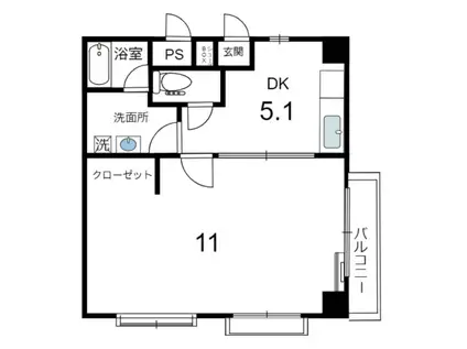 ココ・アンドゥ(1DK/3階)の間取り写真