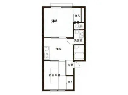 コーポサンピーネ(2DK/2階)の間取り写真