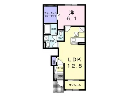 クルール・クレールII(1LDK/1階)の間取り写真