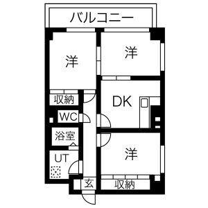 エスポワールメゾン神郷(3DK/6階)の間取り写真