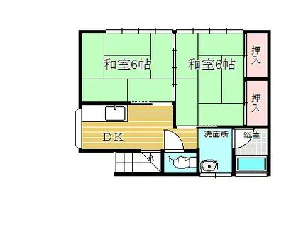 織内アパート 店舗(2DK/2階)の間取り写真