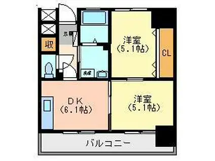 コムズ細江町(2DK/2階)の間取り写真