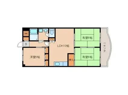 第6サンコウヒルズ東館(3LDK/3階)の間取り写真