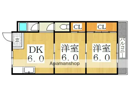 関谷ハイツ(2DK/2階)の間取り写真