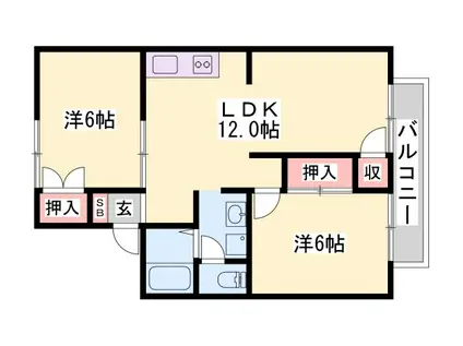 ハイネスK2(2LDK/2階)の間取り写真