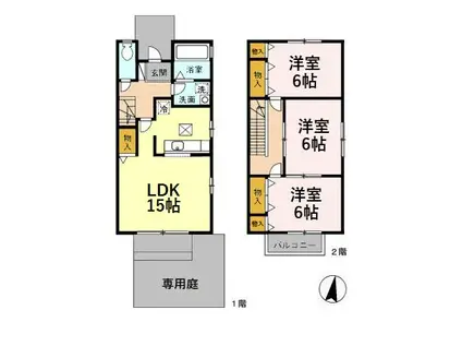 ノイ・アージュ B(3LDK/1階)の間取り写真