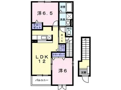 サンライト若松II(2LDK/2階)の間取り写真