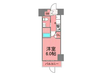 ログ鶴見(1K/6階)の間取り写真