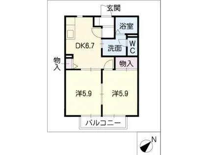 コーポキタジマ B棟(2K/1階)の間取り写真