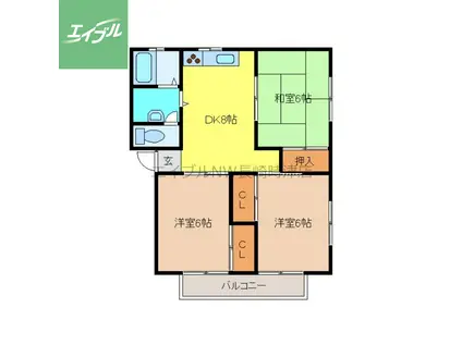 ドリームサンシャイン(3DK/2階)の間取り写真