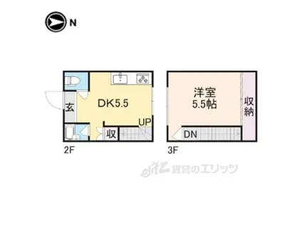 ローズ興留(1DK/2階)の間取り写真