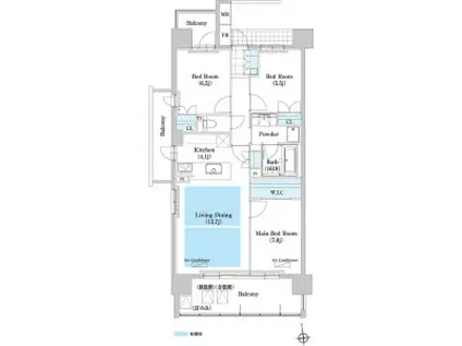 エスティメゾン萱場(3LDK/5階)の間取り写真