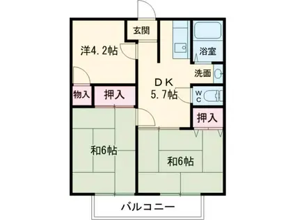 ホワイトハイツB棟(3DK/2階)の間取り写真