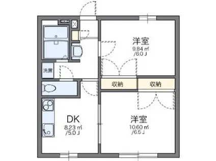東武東上線 坂戸駅(埼玉) 徒歩19分 3階建 築28年(2DK/1階)の間取り写真