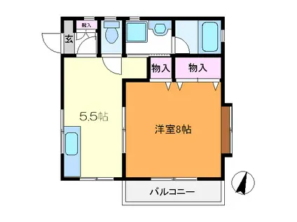 ツチヤハイツIII(1DK/2階)の間取り写真