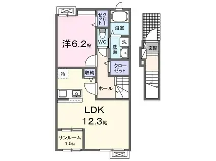 岩手県陸前高田市 2階建 新築(1LDK/2階)の間取り写真