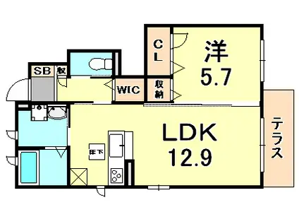 シャーメゾン甲南山手II(1LDK/1階)の間取り写真