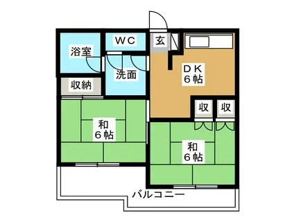 アシスト長野マンション5-I(2DK/3階)の間取り写真