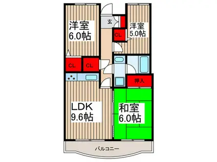 東川口ガーデンプラザ参番館(3LDK/1階)の間取り写真