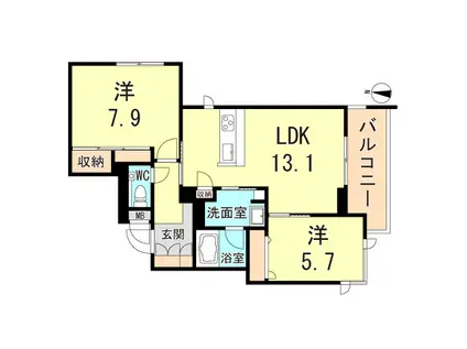シャーメゾンMAYA岡本(2LDK/3階)の間取り写真
