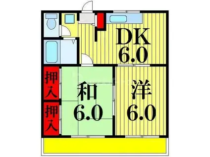 エステートピア西新井(2DK/3階)の間取り写真