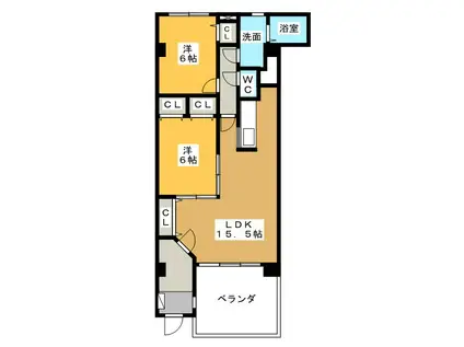エスポワールII(2LDK/1階)の間取り写真