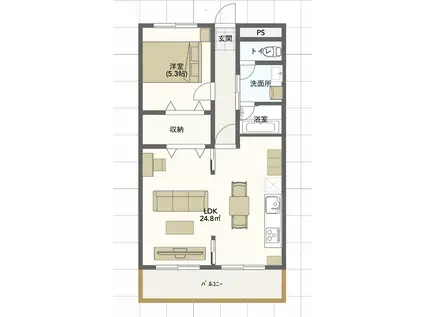 パークサイドレジデンス(1LDK/1階)の間取り写真