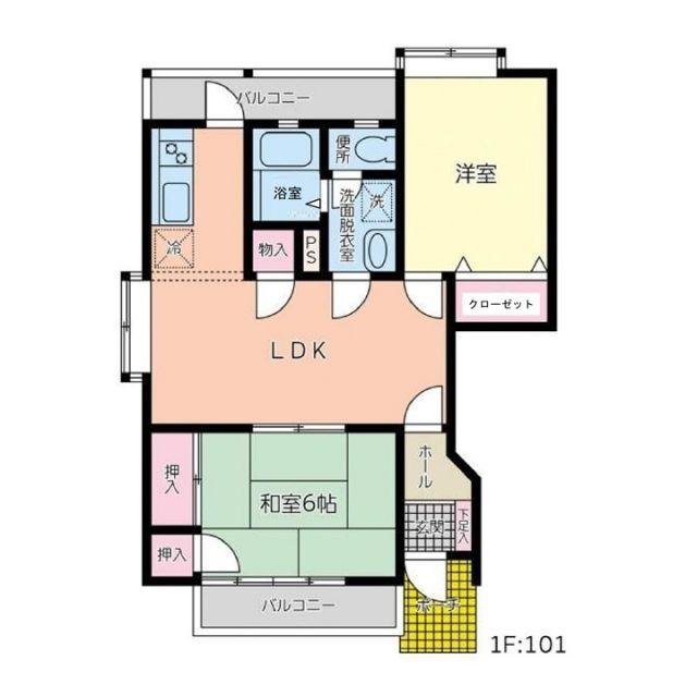 クレアハイツ(2LDK/1階)の間取り写真