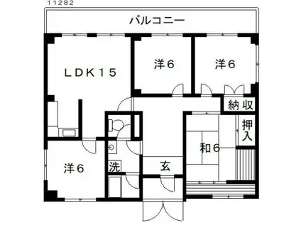 丸正ハイツ(4LDK/3階)の間取り写真