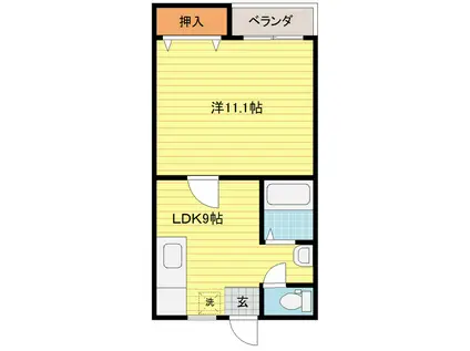 富山地鉄本線 越中荏原駅 徒歩25分 2階建 築28年(1LDK/2階)の間取り写真