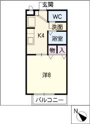 SURPLUSONE大島(1K/2階)の間取り写真