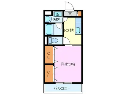 コンシェルジュモリシマII(1K/1階)の間取り写真