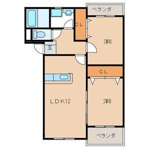 プレステージ加奈陀(2LDK/1階)の間取り写真