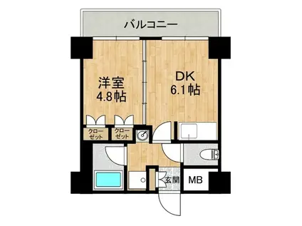 モアリッシェルつくば高野台II(1DK/5階)の間取り写真