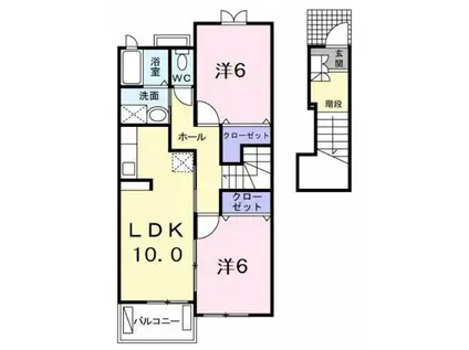 ニューカムリーB(2LDK/2階)の間取り写真