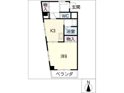 CASAGRAZIA(1DK/3階)の間取り写真