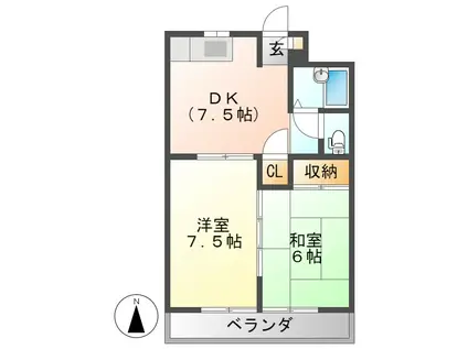 セラミック加藤(2DK/3階)の間取り写真