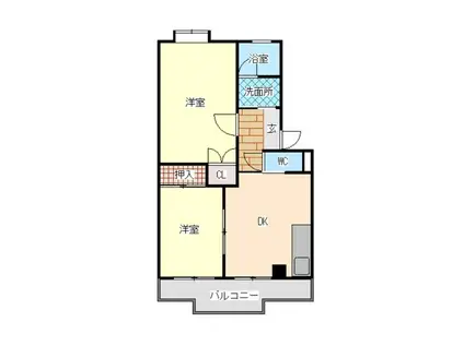 メゾン叶21(2LDK/1階)の間取り写真