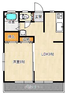 グリーン若葉(1LDK/2階)の間取り写真