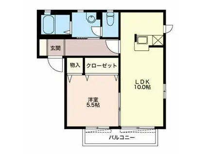 ボンヌ・シャンス弐番館(1LDK/1階)の間取り写真