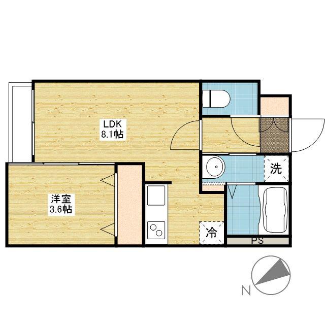 月光福山東壱番館(1LDK/1階)の間取り写真